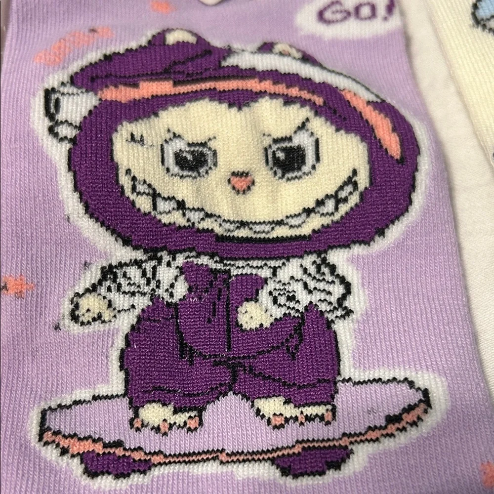 Cute Monster Character Socks and Animal Earrings Set